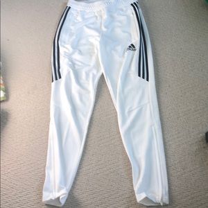 White adidas stripe joggers